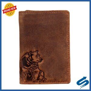 Men's Full Grain Leather Trifold Wallet RFID Blocking Slim Design